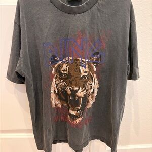 Anine Bing Black Graphic Tiger Short Sleeve Tee Size Medium